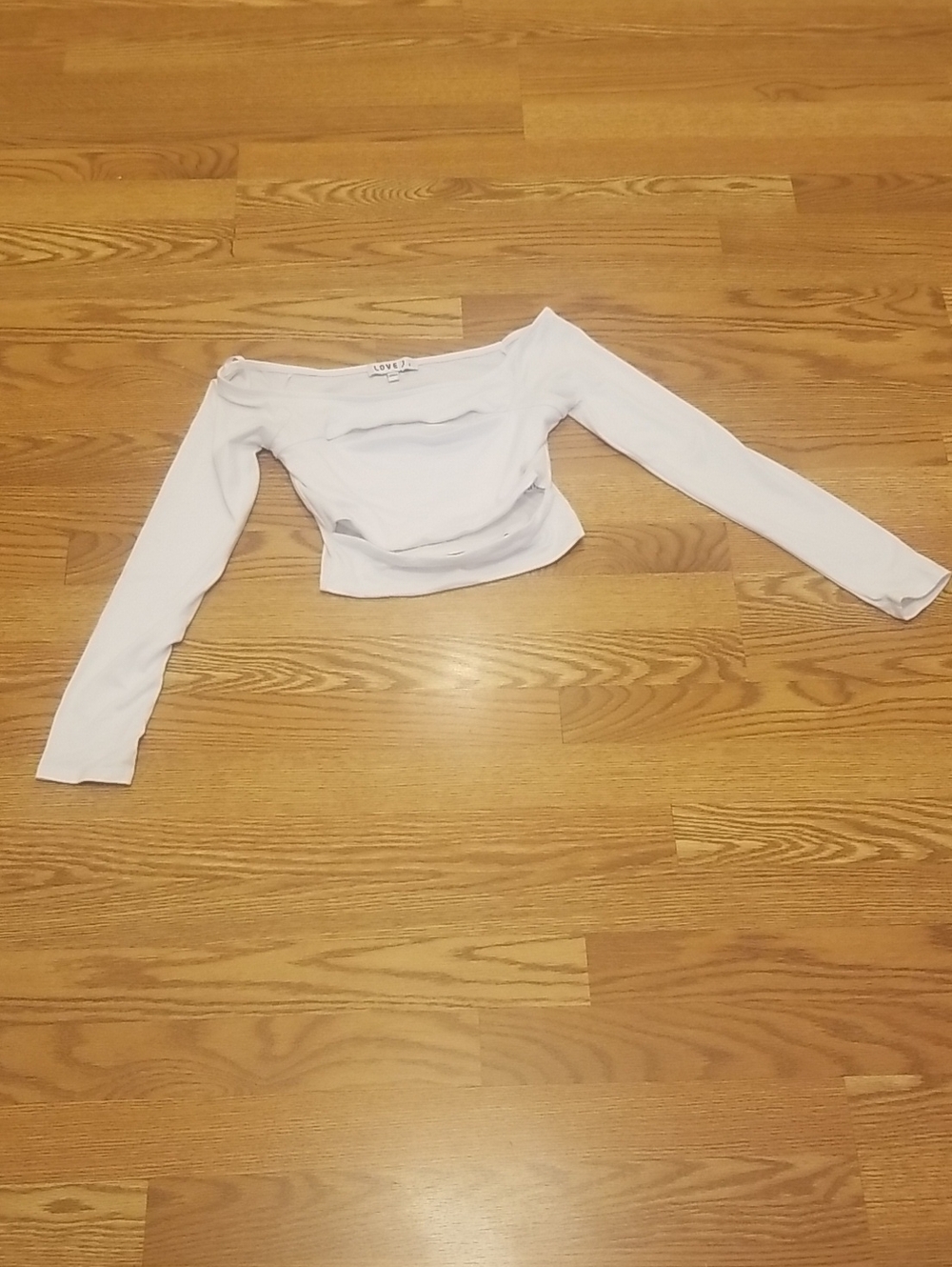 love J White Off-The-Shoulder Long-Sleeve Crop Top
